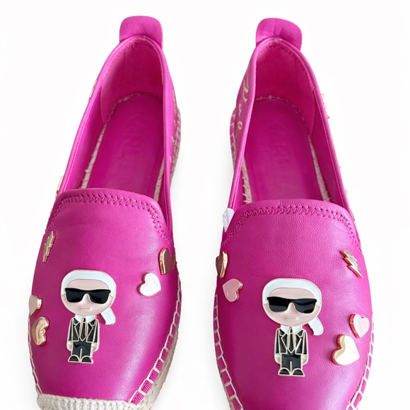 Shoes - Pink Espadrille Flats with Fashion Icon Design